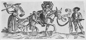 Shrew ("Frau Seltenfried") (dřevořez na položeném papíře)