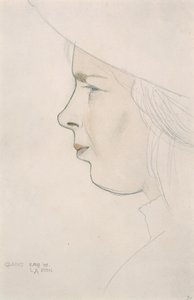 Portrét umělcovy sestry Gladys Laughton, 8. srpna 1909 (tužka a barevné mytí)
