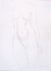 Torzo (tužka na papíře nalepená na kartě) od Eric Gill
