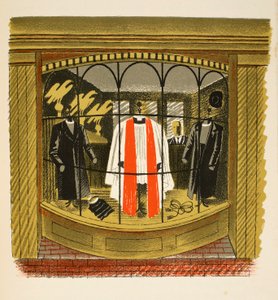 Clerical Outfitter, ilustrace z knihy "High Street" od J. M. Richardse, vytiskla tiskárna Curwen Press, vydal Country Life, 1938. od Eric Ravilious