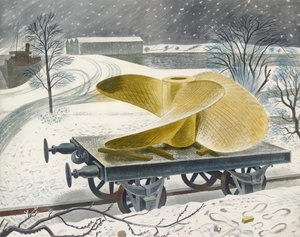 Lodní šroub na železničním náklaďáku, počátek 20. století od Eric Ravilious