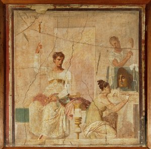 Herci věnující masku bohům Nástěnná malba, kopie řeckého originálu ze 4. století př. n. l., Herculanum, Itálie od Erich Lessing
