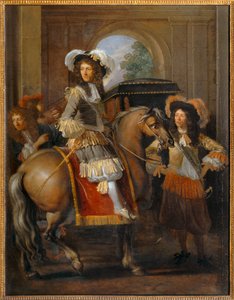 Edelmann zu Pferd mit Gefolge vor einem monumentalen Tor von Erich Lessing