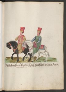 Der Hof des Sultans: zwei Knappen des Sultans zu Pferd