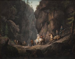 Průchod přes Krokkleven poblíž Ringerike v Norsku