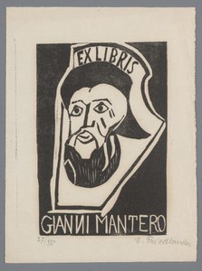 Ex libris van Gianni Mantero od Erna Levy Friedländer (signed by artist)