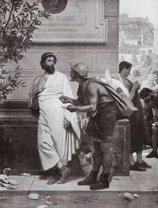 Aristides a rolník (litografie) od Ernest (1818-87) Hillemacher