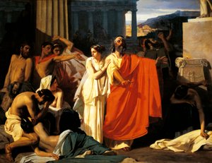 Oidipus a Antigona během moru v Thébách, Eugene-Ernest Hillemacher (1818-1887)
