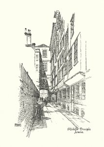 Starý Londýn: Middle Temple Lane (litografie) od Ernest (after) Coffin