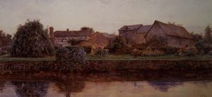 Dům a hospodářské budovy u řeky od Ernest Arthur Rowe
