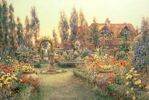 Pohled na venkovský dům a zahradu od Ernest Arthur Rowe