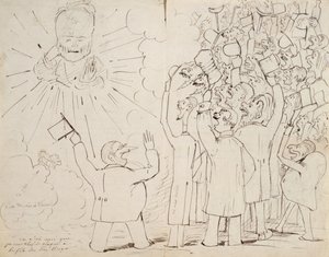 Oslava starého Huga, karikatura Victora Huga (1802-85) z dopisu Paulu Verlaineovi, kolem roku 1880