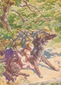 Dolů k řece se právě přišla napít vlčice, c1912 1912