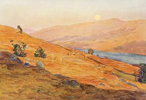 Dubnový večer u jezera Loch Tay Side (barevná litografie)