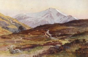 Ben Lui, v dubnu, ze Strath Fillan (barevná litografie) od Ernest Edward Briggs