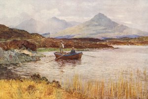 Loch Lundy a Ben Tee shora Invergarry (barevná litografie)
