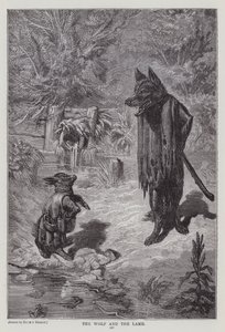 Vlk a beránek (rytina) od Ernest Henry Griset