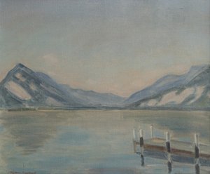 Thun-järvi (öljy kankaalle) od Ernest Hiram Brülhart