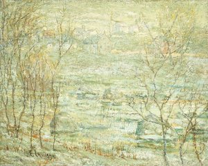 Jarní krajina, řeka Harlem od Ernest Lawson