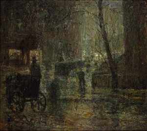 Mokrá noc, Gramercy Park (Po dešti, Nokturno) od Ernest Lawson