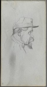 Náčrtník, strana 13: Busta muže z profilu. od Jean Louis Ernest Meissonier