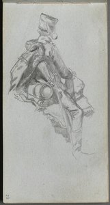 Náčrtník, strana 23: Sedící voják. od Jean Louis Ernest Meissonier