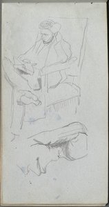 Náčrtník, strana 24: Postava sedícího muže. od Jean Louis Ernest Meissonier