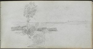 Náčrtník, strana 28: Krajinná studie. od Jean Louis Ernest Meissonier