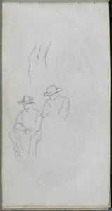 Náčrtník, strana 32: Studie obrázků. od Jean Louis Ernest Meissonier