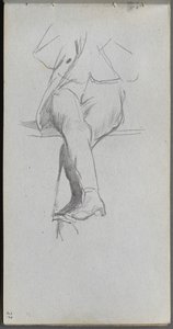 Náčrtník, strana 37: Studie postavy, překřížené nohy. od Jean Louis Ernest Meissonier