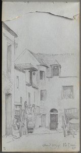Skicář, strana 39: Pouliční scéna. od Jean Louis Ernest Meissonier