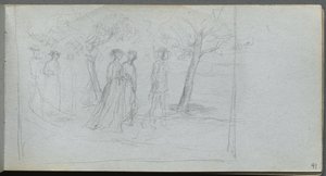Skicář, strana 41: Postavy v krajině. od Jean Louis Ernest Meissonier