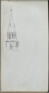 Náčrtník, strana 44: Kostelní věž. od Jean Louis Ernest Meissonier