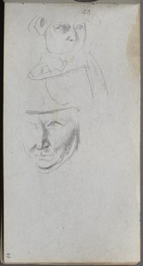 Náčrtník, strana 47: Studie tří tváří. od Jean Louis Ernest Meissonier