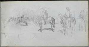 Náčrtník, strana 52: Studie obrázku . od Jean Louis Ernest Meissonier