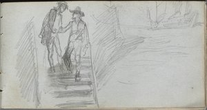 Náčrtník, strana 64: Postavy na schodišti od Ernest Meissonier