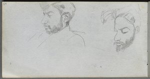 Skicář, strana 65: Studie tváří v profilu. od Jean Louis Ernest Meissonier