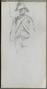 Náčrtník, strana 67: Studie vojáka. od Jean Louis Ernest Meissonier