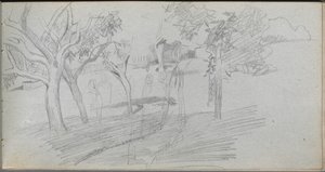 Náčrtník, strana 74: Krajinná studie. od Jean Louis Ernest Meissonier