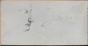 Skicář, strana 80: Studie tváří. od Jean Louis Ernest Meissonier