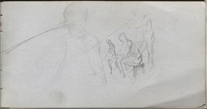 Náčrtník, strana 98: Studie obrázků. od Jean Louis Ernest Meissonier