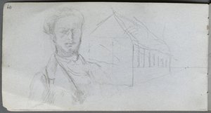 Náčrtník, strana 99: Studie obrázku, budova od Ernest Meissonier