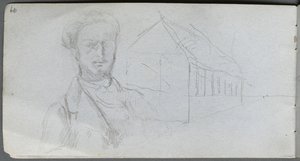 Náčrtník, strana 99: Studie obrázku, budova. od Jean Louis Ernest Meissonier