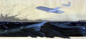 Louis Bleriot: První letecký přelet kanálu La Manche, kolem roku 1920 (ilustrace) od Ernest Montaut