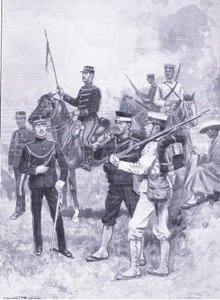 Typy japonských vojáků, ilustrace z Cassellse Historie rusko-japonské války Vol 1, kolem roku 1900 od Ernest Prater