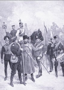 Typy ruských vojáků, ilustrace z Cassells Historie rusko-japonské války Vol 1, kolem roku 1900 od Ernest Prater