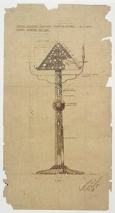 Design pro Ebony Lectern vykládaný kostmi a stříbrem pro kostel St. Andrews, Roker 1906 (pero a inkoust na papíře) od Ernest William Gimson