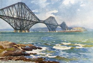 Forth Bridge a Coast of Fife (barevné lito) od Ernest William Haslehust