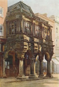 Guildhall Porch (barevná lito) od Ernest William Haslehust