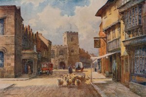 High Street, Stratford-on-Avon (barevné lito) od Ernest William Haslehust